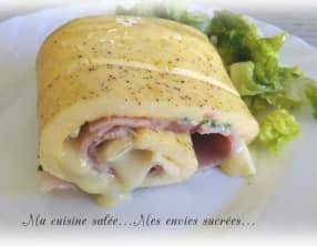 Omelette roulée jambon camembert