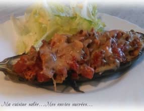 Aubergines farcies aux champignons
