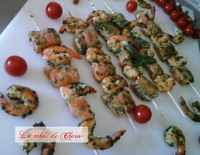 Brochettes saumon crevettes à la plancha