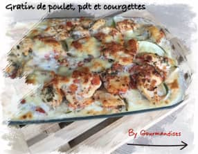 Gratin de poulet, pommes de terre et courgettes
