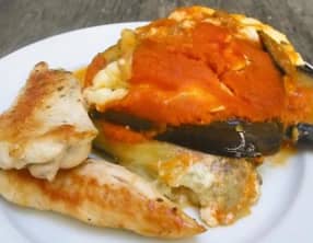 Aubergines à la burrata et au coulis de tomate