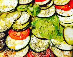 Tian de légumes de mon jardin et filet mignon sauce tandoori