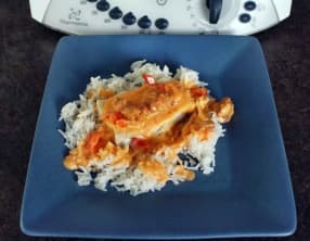 Cabillaud sauce chorizo, tomates, poivrons au thermomix