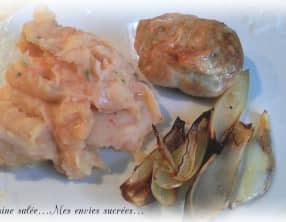 Paupiettes de dinde rôties a l’échalote et purée tomatée