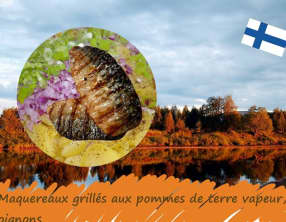 Maquereaux aux pommes de terre, échalotes, oignons et tomates cocktail