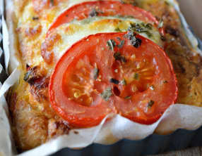 Pudding de pain chorizo-tomate-mozzarella