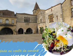 Salade au confit de canard, légumes du marché