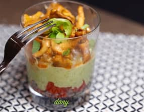 Panna cotta aux petits pois et fricassée de girolles