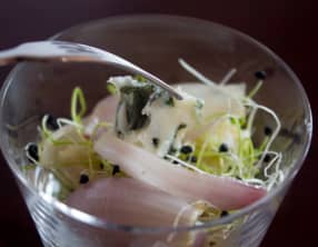 Verrine Roquefort et échalotes caramélisées