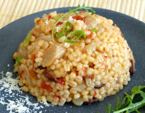 Orge perlé, salsifis et raisins secs