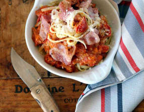 Linguine aux lardons et à la tomates