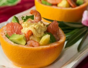 Pamplemousses cocktail aux crevettes