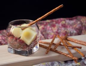 Verrine Emmental, chutney de figues