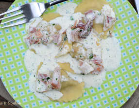 Ravioli au poireau et jambon speck