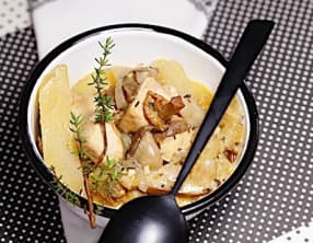 Fricassée de veau au cidre pomme et champignons de saison