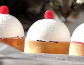 Tartelette façon Mont Blanc framboise et marron