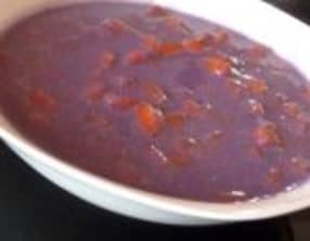 Potage chou rouge aux carottes mirepoix