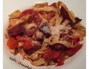 Tagliatelles chorizo et poivrons