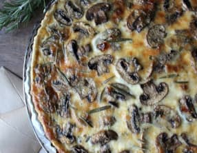 Tarte champignons rôtis, parmesan, romarin