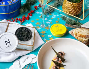 Tartare de veau de lait, sabayon au citron et Caviar de Neuvic