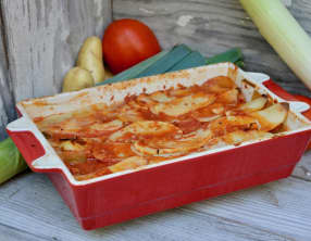 Tian de pommes de terre et poireaux