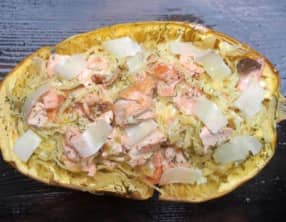 Courge spaghetti aux deux saumons