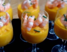 Verrine crevettes et carottes au lait de coco