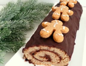 Bûche de Noël au pain d'épices et chocolat.
