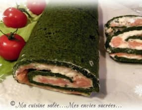 Gâteau roulé saumon-épinards