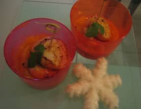 Verrine noix de Saint Jacques et purée de patate douce à l'orange