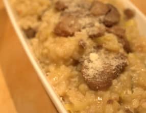 Risotto aux poireaux et aux champignons