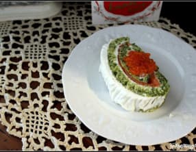 Bûche trompe l'oeil au fromage frais et au saumon