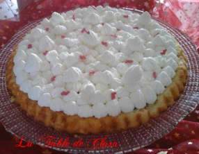 Tarte génoise compotée de cerises et chantilly