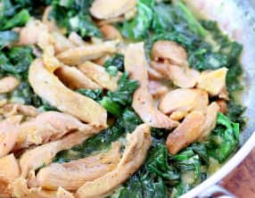 Emincé de dinde, épinards et crème d'épeautre