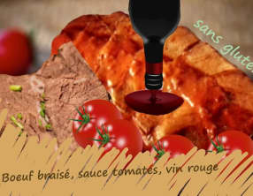Boeuf braisé, sauce tomate au vin rouge