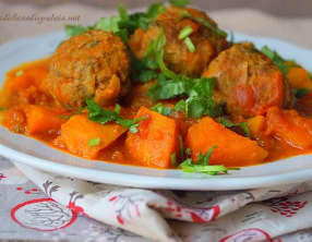 Tajine d’aubergine potiron et boulettes de viande hachée