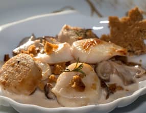 St-Jacques au boudin blanc et Shiitakés