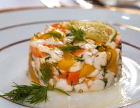 Tartare de saint-jacques et mangue à l’huile d’Argan