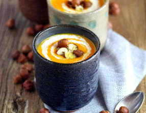 Velouté doux de potimarron, oignon Roscoff et ail rose de Lautrec