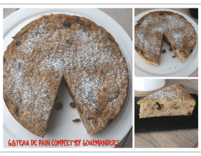 Gâteau de pain complet à la compote de pommes et aux raisins secs