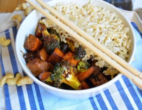 Tofu Hoisin, shiitakés et brocoli