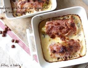 Endives gratinées au munster et aux noisettes