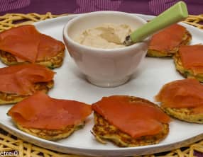 Blinis de chou fleur à la truite fumée