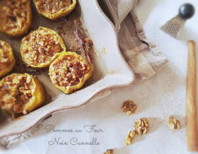 Pommes au four noix miel canelle