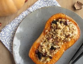 Butternut farcie aux céréales et poulet
