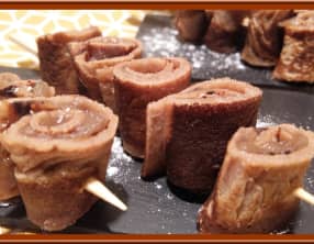 Brochettes de crêpes à la farine de châtaigne