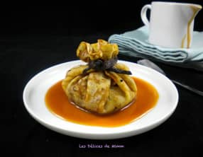 Aumônières de crêpes aux pommes et au caramel au beurre salé