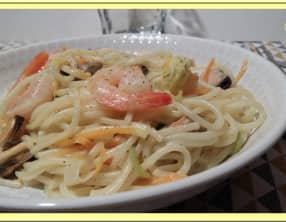 Spaghetti et moules sauce safran