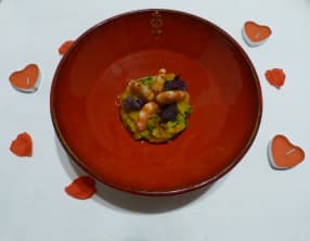 Tartare d'avocat et mangue aux crevettes