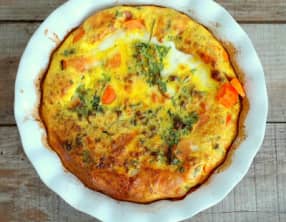 Clafoutis salé carottes, curry et mozzarella